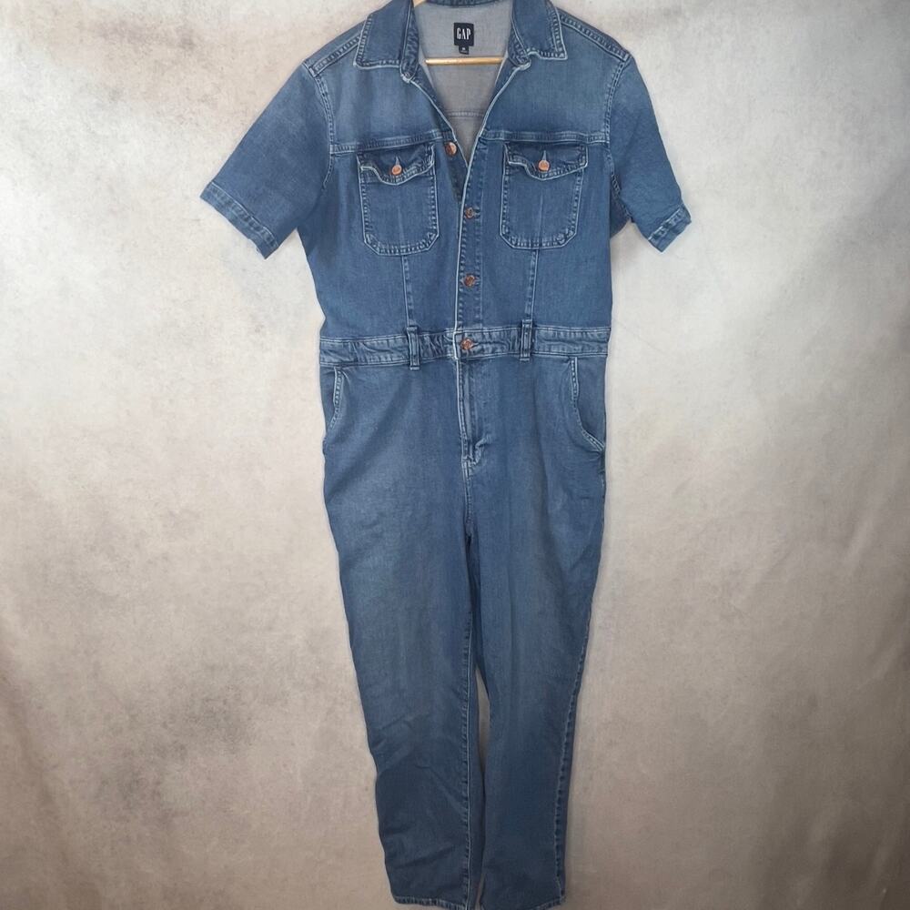 Gap Denim Jumpsuit Medium Wash Women Size 16 XL - Picture 2 of 6